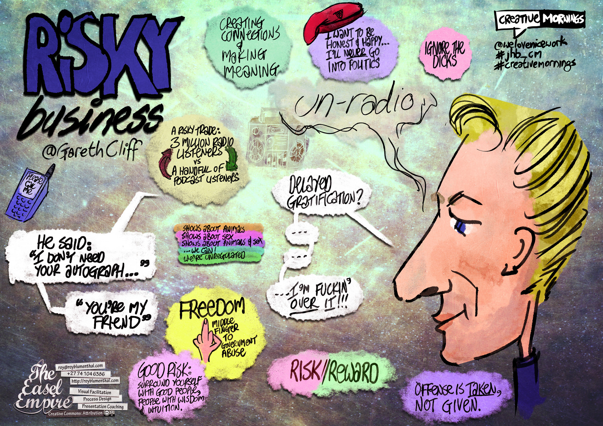 Risky Business. That’s what Gareth Cliff talked about at the last Creative Mornings in Joburg.
